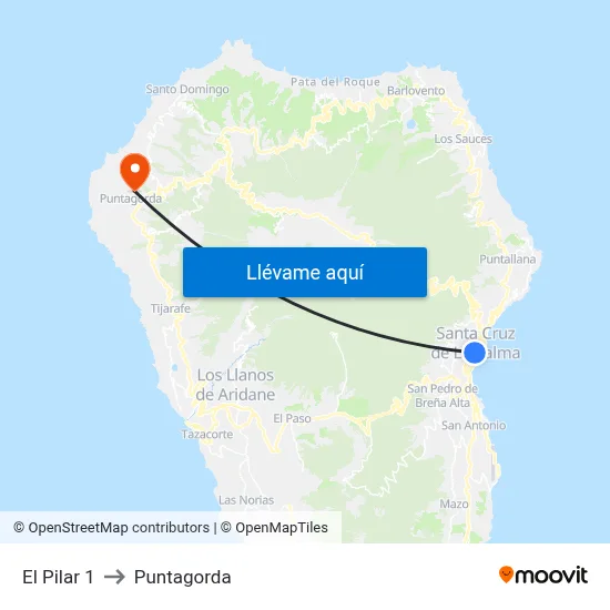 El Pilar 1 to Puntagorda map