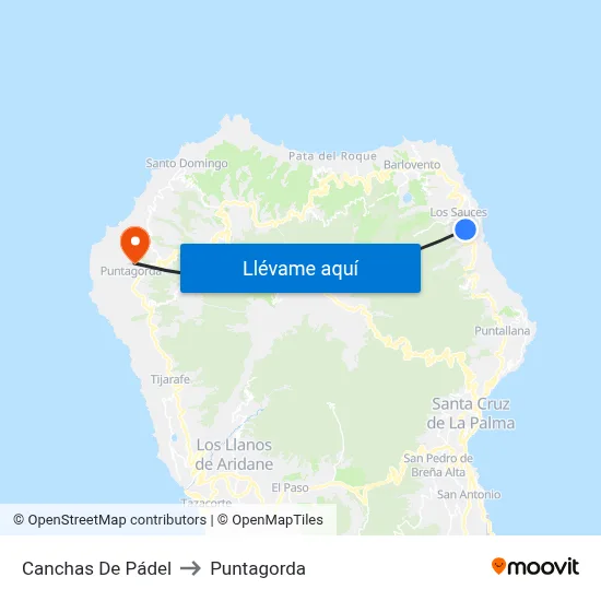 Canchas De Pádel to Puntagorda map