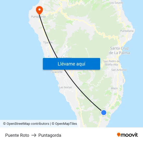 Puente Roto to Puntagorda map