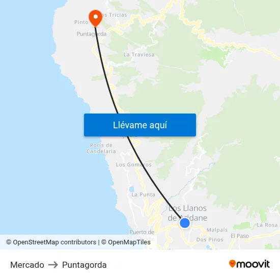 Mercado to Puntagorda map