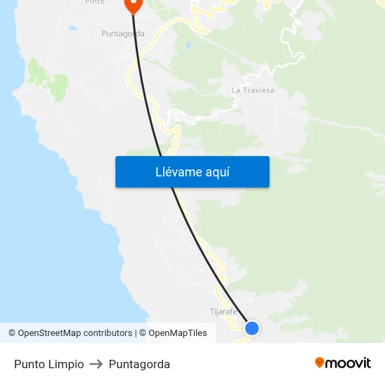 Punto Limpio to Puntagorda map