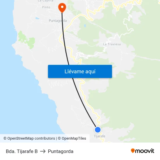 Bda. Tijarafe B to Puntagorda map