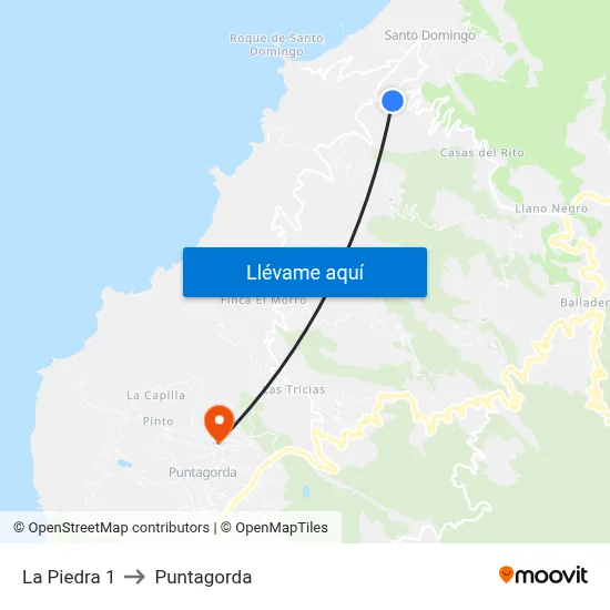 La Piedra 1 to Puntagorda map