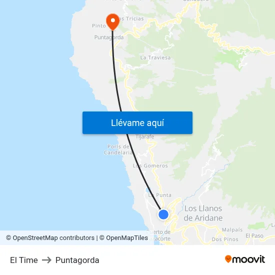 El Time to Puntagorda map