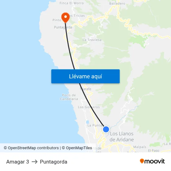 Amagar 3 to Puntagorda map
