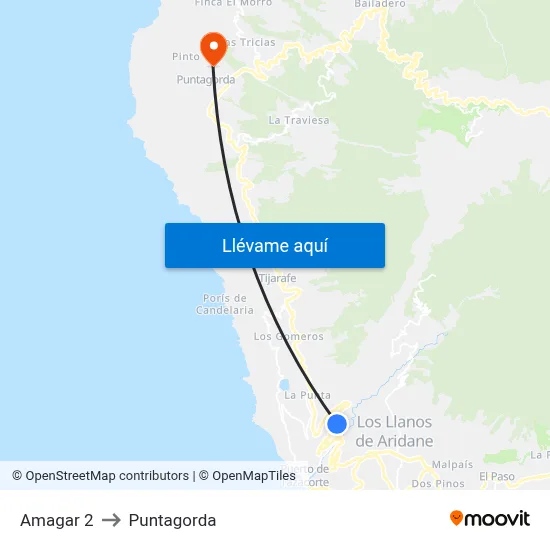 Amagar 2 to Puntagorda map
