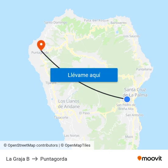 La Graja B to Puntagorda map