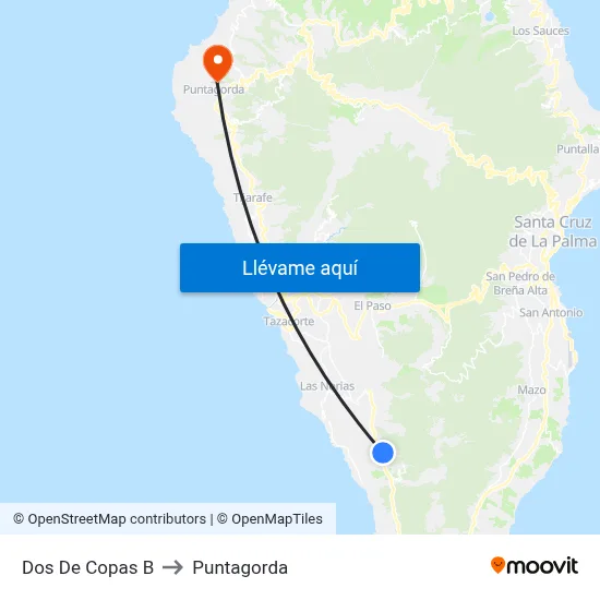 Dos De Copas B to Puntagorda map