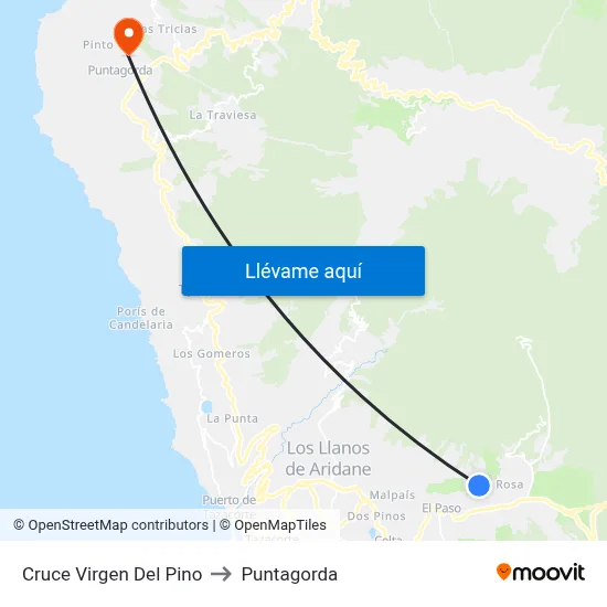 Cruce Virgen Del Pino to Puntagorda map