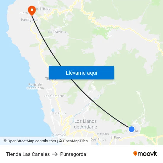 Tienda Las Canales to Puntagorda map