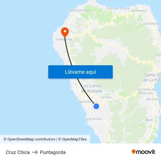 Cruz Chica to Puntagorda map
