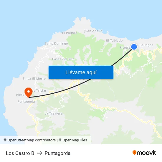 Los Castro B to Puntagorda map