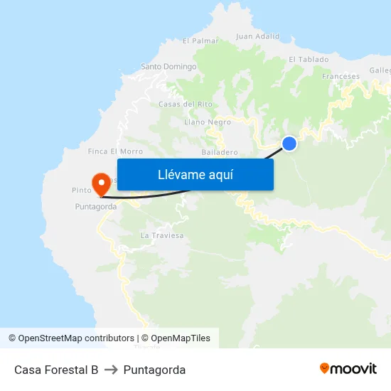 Casa Forestal B to Puntagorda map