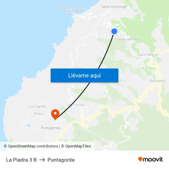 La Piadra 3 B to Puntagorda map