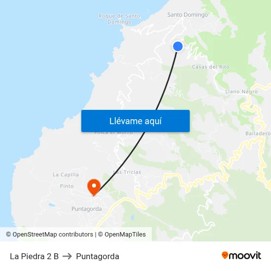 La Piedra 2 B to Puntagorda map