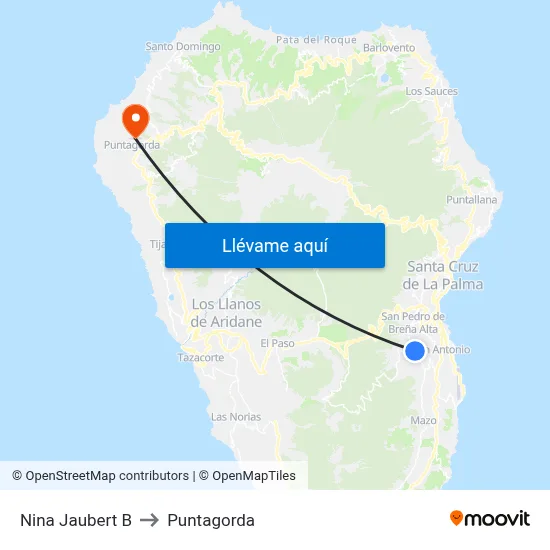 Nina Jaubert B to Puntagorda map