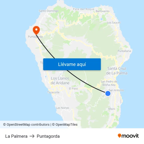 La Palmera to Puntagorda map