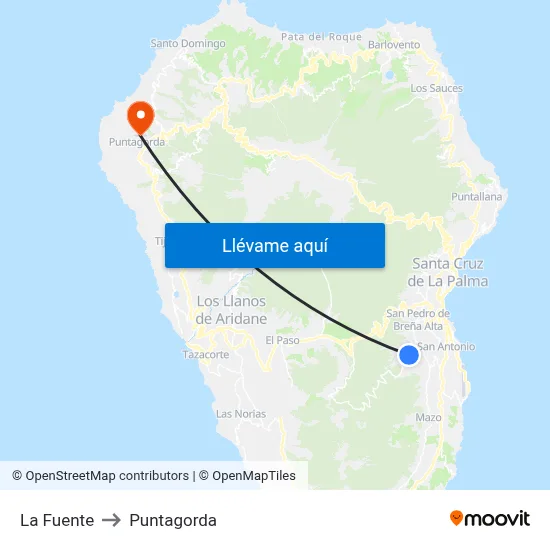 La Fuente to Puntagorda map