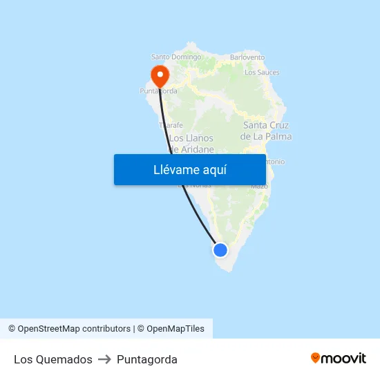 Los Quemados to Puntagorda map