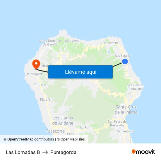 Las Lomadas B to Puntagorda map