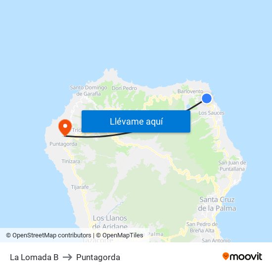 La Lomada B to Puntagorda map