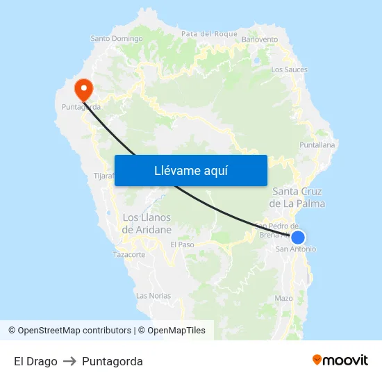 El Drago to Puntagorda map