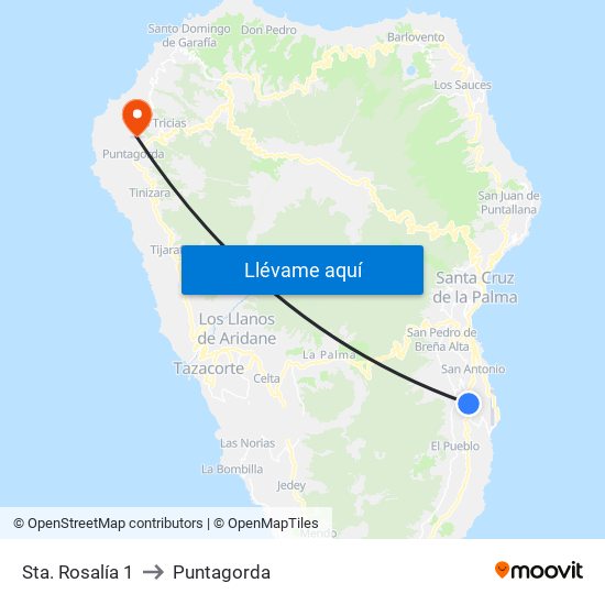 Sta. Rosalía 1 to Puntagorda map