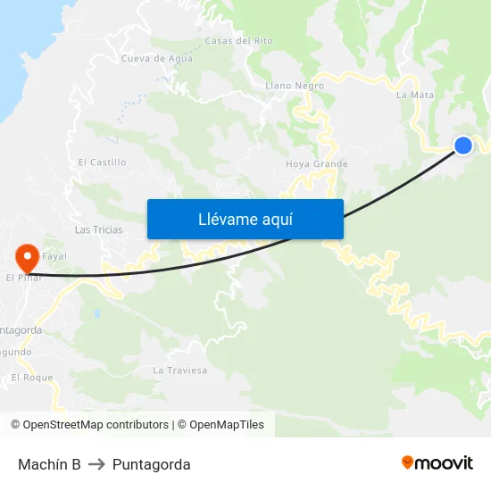 Machín B to Puntagorda map