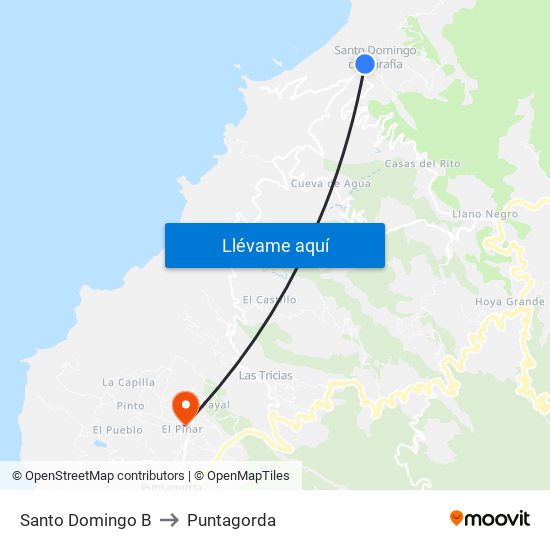 Santo Domingo B to Puntagorda map