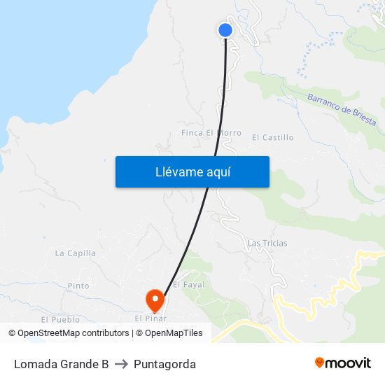 Lomada Grande B to Puntagorda map