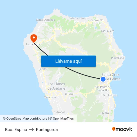 Bco. Espino to Puntagorda map