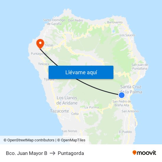 Bco. Juan Mayor B to Puntagorda map