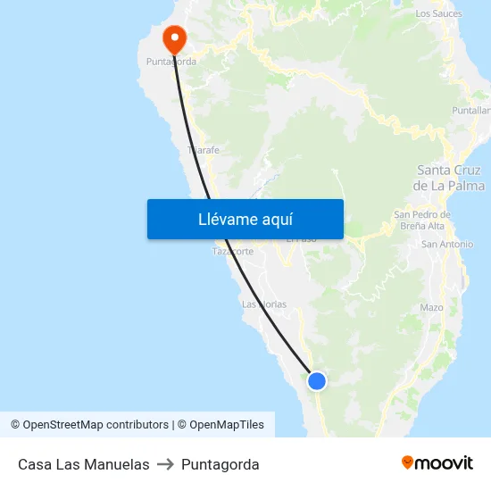 Casa Las Manuelas to Puntagorda map
