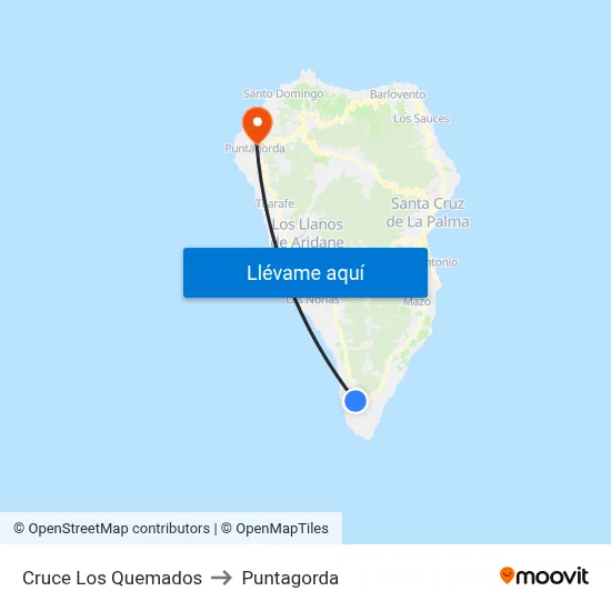 Cruce Los Quemados to Puntagorda map
