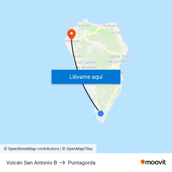 Volcán San Antonio B to Puntagorda map