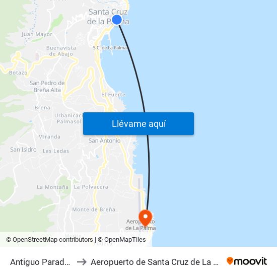 Antiguo Parador A to Aeropuerto de Santa Cruz de La Palma map