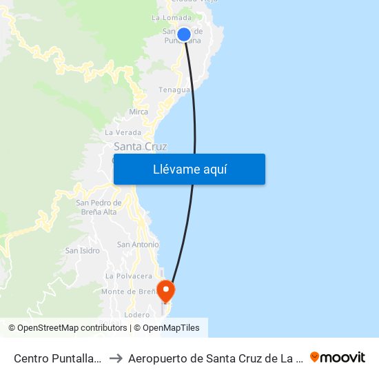 Centro Puntallana A to Aeropuerto de Santa Cruz de La Palma map