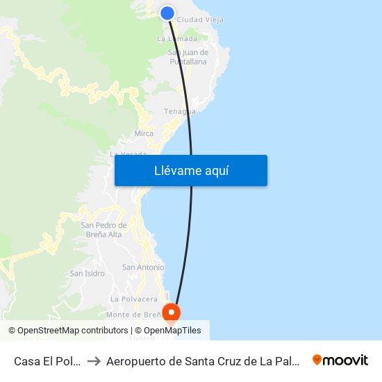 Casa El Pollo to Aeropuerto de Santa Cruz de La Palma map