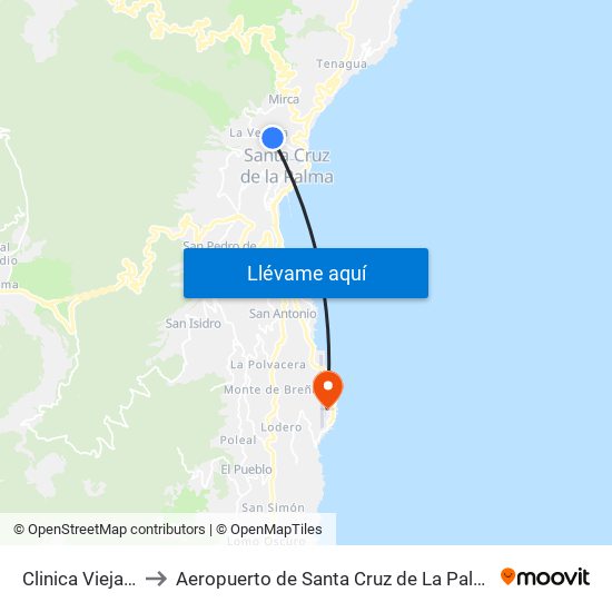 Clinica Vieja B to Aeropuerto de Santa Cruz de La Palma map