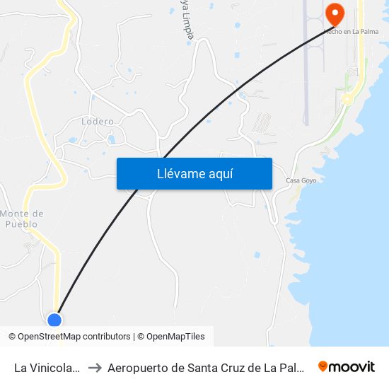 La Vinicola B to Aeropuerto de Santa Cruz de La Palma map