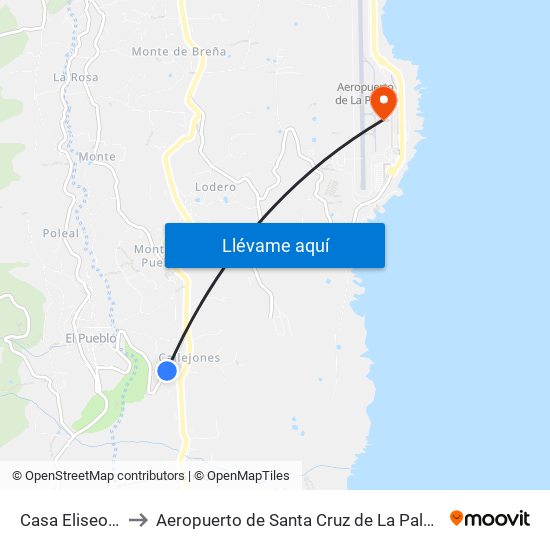Casa Eliseo B to Aeropuerto de Santa Cruz de La Palma map