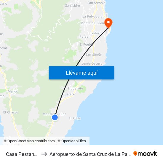 Casa Pestana B to Aeropuerto de Santa Cruz de La Palma map