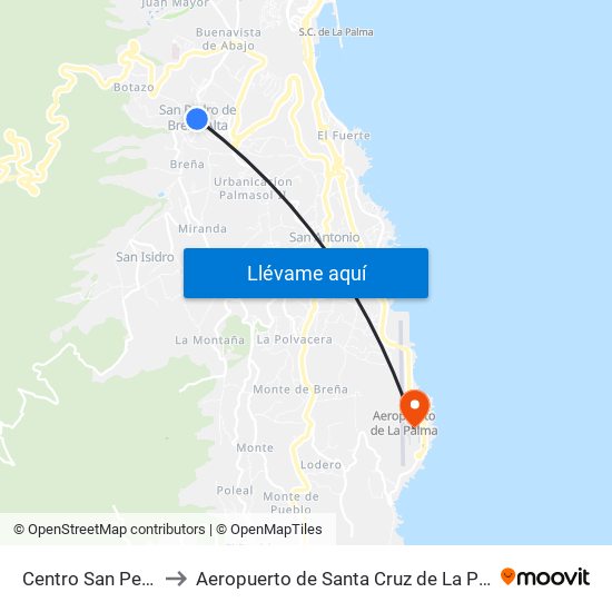 Centro San Pedro to Aeropuerto de Santa Cruz de La Palma map