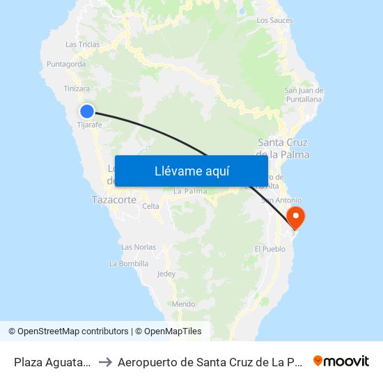 Plaza Aguatavar to Aeropuerto de Santa Cruz de La Palma map