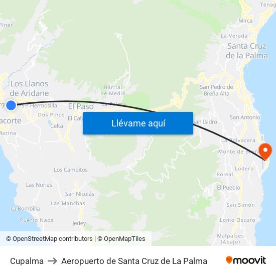 Cupalma to Aeropuerto de Santa Cruz de La Palma map