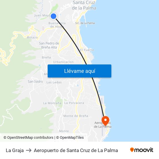 La Graja to Aeropuerto de Santa Cruz de La Palma map