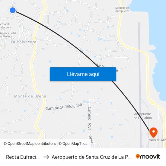 Recta Eufracio B to Aeropuerto de Santa Cruz de La Palma map