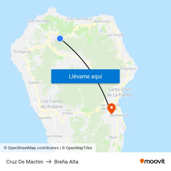 Cruz De Machín to Breña Alta map
