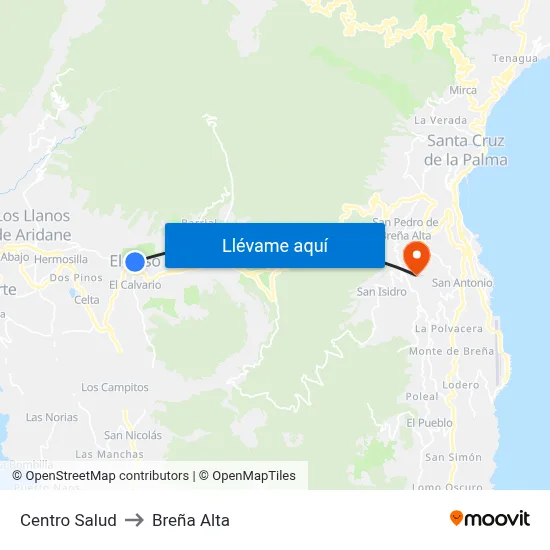 Centro Salud to Breña Alta map