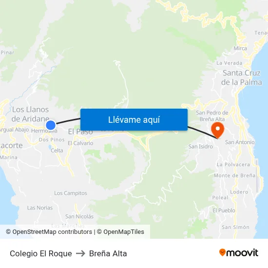 Colegio El Roque to Breña Alta map